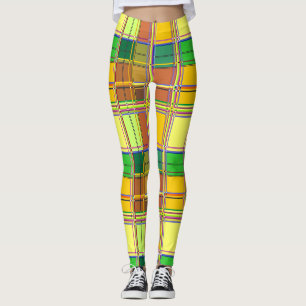 Caribbean Colorful Fabric Madras Tartan Leggings