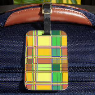 Caribbean Colorful Fabric Madras Tartan Luggage Tag