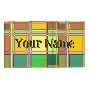 Caribbean Colorful Fabric Madras Tartan Name Tag
