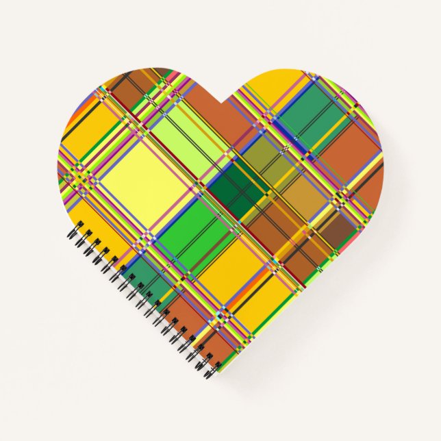 Caribbean Colorful Fabric Madras Tartan Notebook (Front)