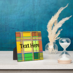 Caribbean Colorful Fabric Madras Tartan Plaque