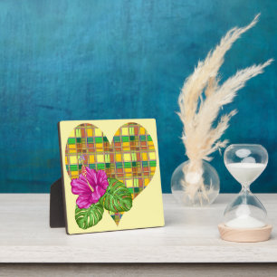 Caribbean Colorful Fabric Madras Tartan Plaque