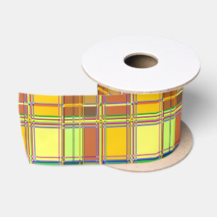 Caribbean Colorful Fabric Madras Tartan Satin Ribbon