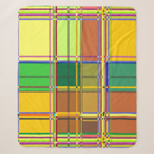 Caribbean Colorful Fabric Madras Tartan Sherpa Blanket