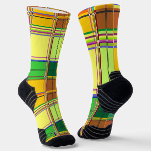 Caribbean Colorful Fabric Madras Tartan Socks