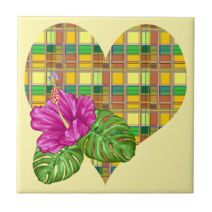 Caribbean Colorful Fabric Madras Tartan Tile