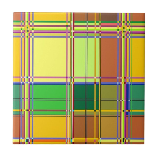 Caribbean Colorful Fabric Madras Tartan Tile (Front)