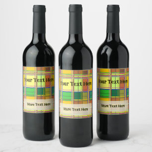 Caribbean Colorful Fabric Madras Tartan Wine Label