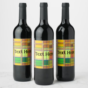Caribbean Colorful Fabric Madras Tartan Wine Label