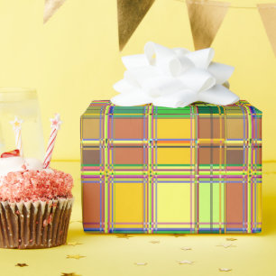 Caribbean Colorful Fabric Madras Tartan Wrapping Paper