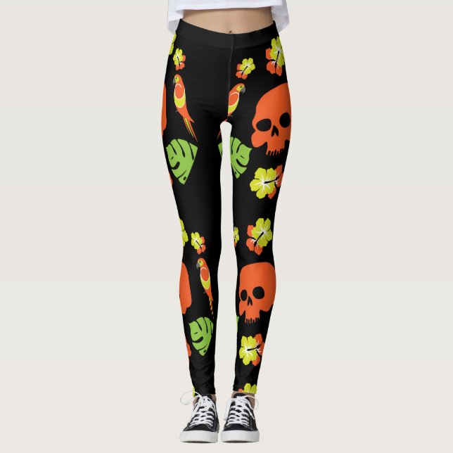 Caribbean Colorful Patterns Leggings (Front)
