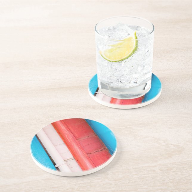 Caribbean colours - abstract coaster (Side)