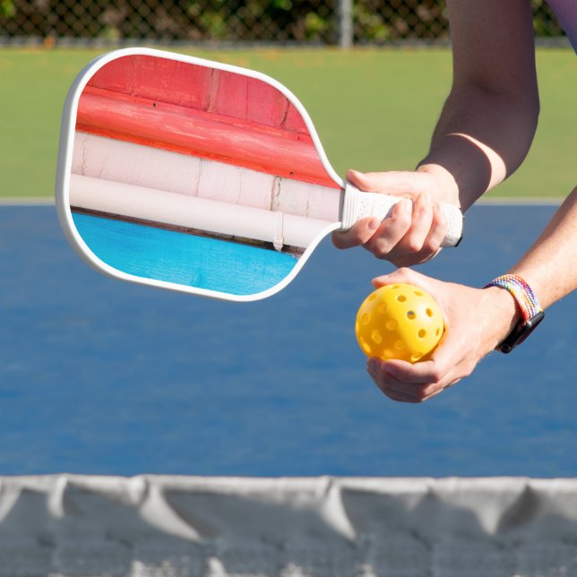 Caribbean colours - abstract pickleball paddle (Insitu)