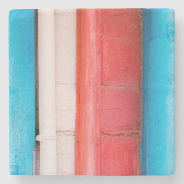 Caribbean colours - abstract stone coaster (Front)