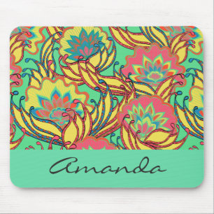 Caribbean Colours Boho Floral Personalised Mouse Mat