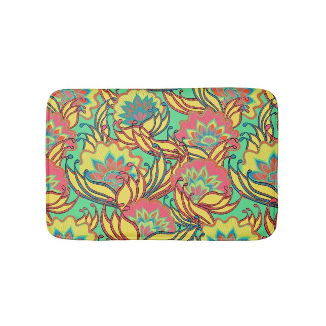 Caribbean Colours Boho Pattern Bath Mat (Front)