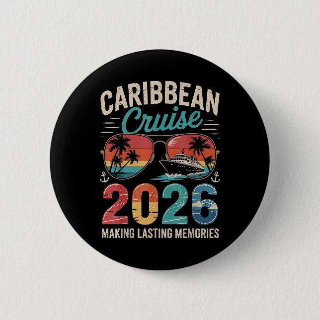 Caribbean Cruise 2026 Vacation Trip Matching Famil 6 Cm Round Badge (Front)