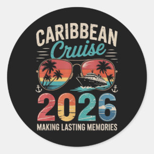 Caribbean Cruise 2026 Vacation Trip Matching Famil Classic Round Sticker