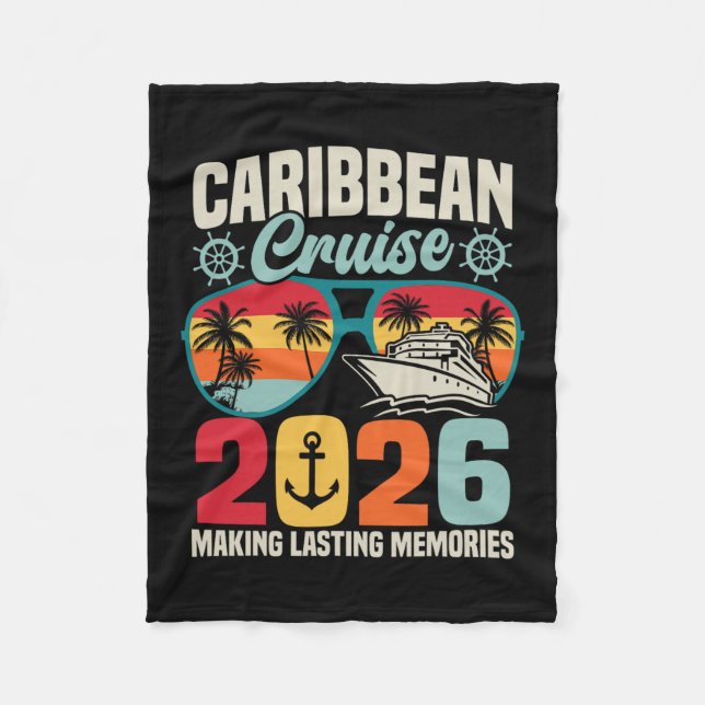 Caribbean Cruise 2026 Vacation Trip Matching Famil Fleece Blanket (Front)