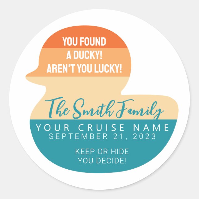 Caribbean Cruise Duck Classic Round Sticker (Front)