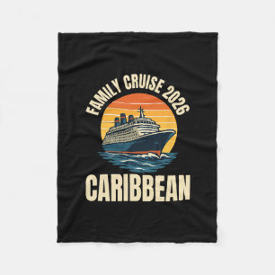 Caribbean Cruise Family Vacation Trip 2026 Retro G Fleece Blanket