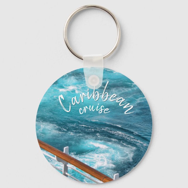 Caribbean Cruise - Turquoise Wake Photography Key Ring (Front)