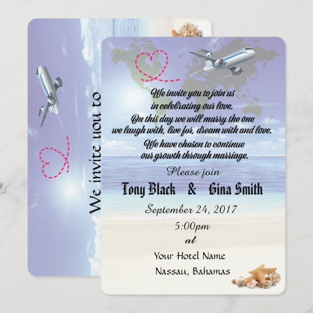 Caribbean Destination Wedding Invitation (Front/Back)