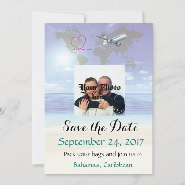 Caribbean Destination Wedding Save the Date Card (Front)