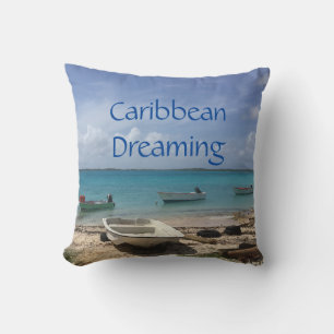 Caribbean Dreaming Bonaire Fishing Boats Ocean Cushion