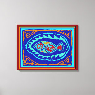 Caribbean Fish Batik Canvas Print