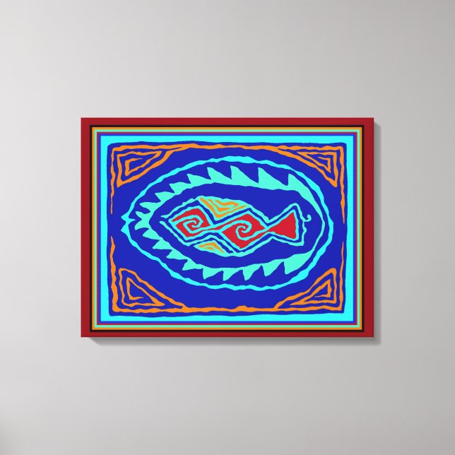 Caribbean Fish Batik Canvas Print (Front)