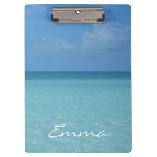 Caribbean Horizon Tropical Turquoise Blue Clipboard (Front)