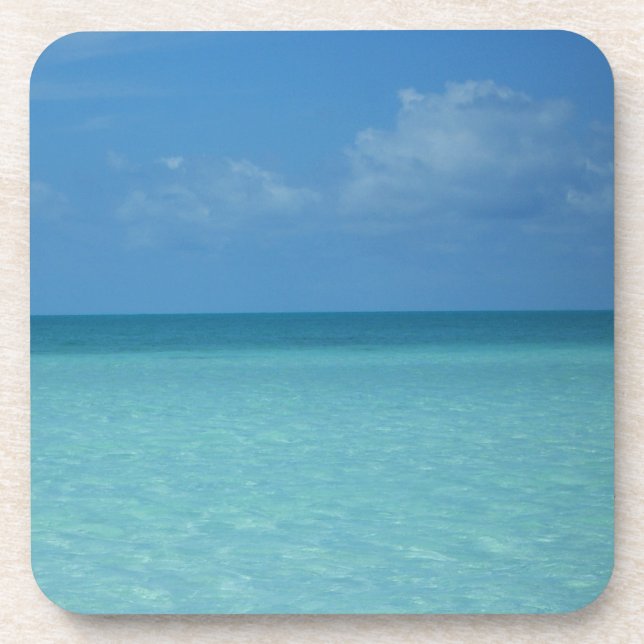 Caribbean Horizon Tropical Turquoise Blue Coaster (Front)