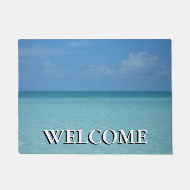 Caribbean Horizon Tropical Turquoise Blue Doormat (Front)