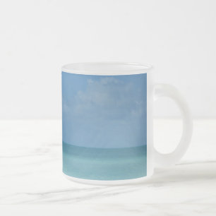 Caribbean Horizon Tropical Turquoise Blue Frosted Glass Coffee Mug
