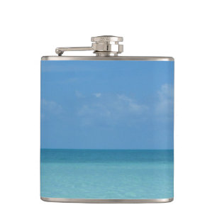 Caribbean Horizon Tropical Turquoise Blue Hip Flask
