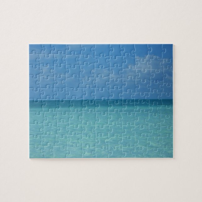 Caribbean Horizon Tropical Turquoise Blue Jigsaw Puzzle (Horizontal)