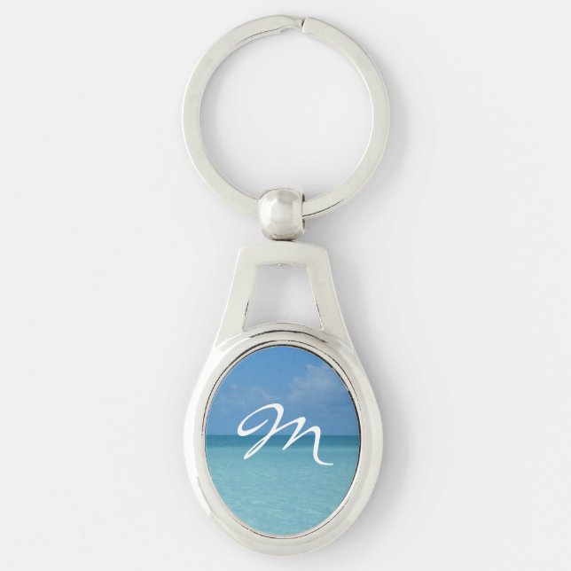 Caribbean Horizon Tropical Turquoise Blue Key Ring (Front)