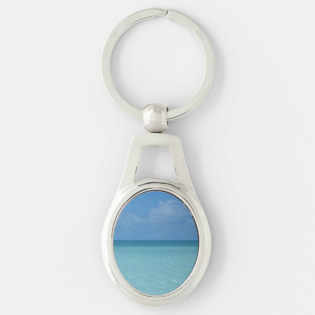 Caribbean Horizon Tropical Turquoise Blue Key Ring (Front)