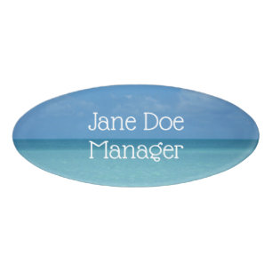 Caribbean Horizon Tropical Turquoise Blue Name Tag