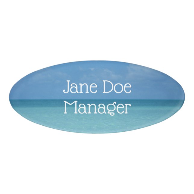 Caribbean Horizon Tropical Turquoise Blue Name Tag (Front)