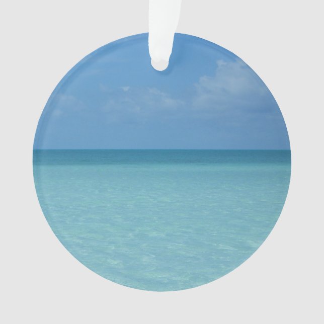 Caribbean Horizon Tropical Turquoise Blue Ornament (Front)