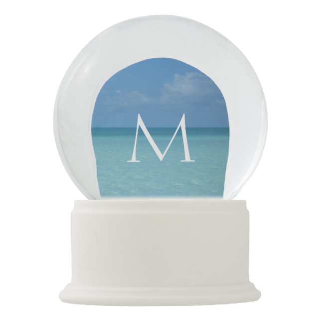 Caribbean Horizon Tropical Turquoise Blue Snow Globe (Front)