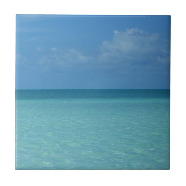 Caribbean Horizon Tropical Turquoise Blue Tile (Front)
