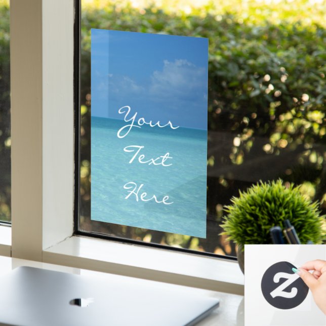 Caribbean Horizon Tropical Turquoise Blue Window Cling (Office)