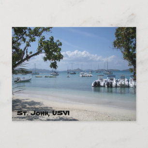 Caribbean Island Harbor with Beach Postcard