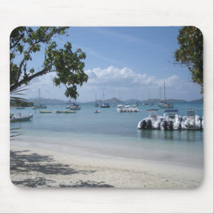 Caribbean Island Harbour with Beach Mouse Mat