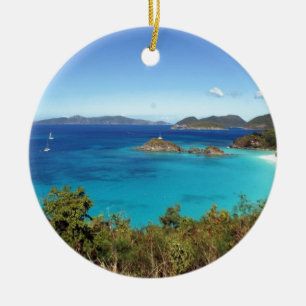 Caribbean Island Scene Ceramic Tree Decoration