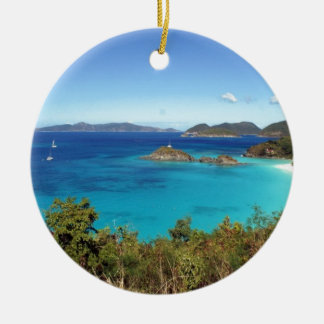 Caribbean Island Scene Ceramic Tree Decoration