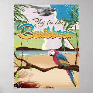 Caribbean Island Vintage retro travel poster